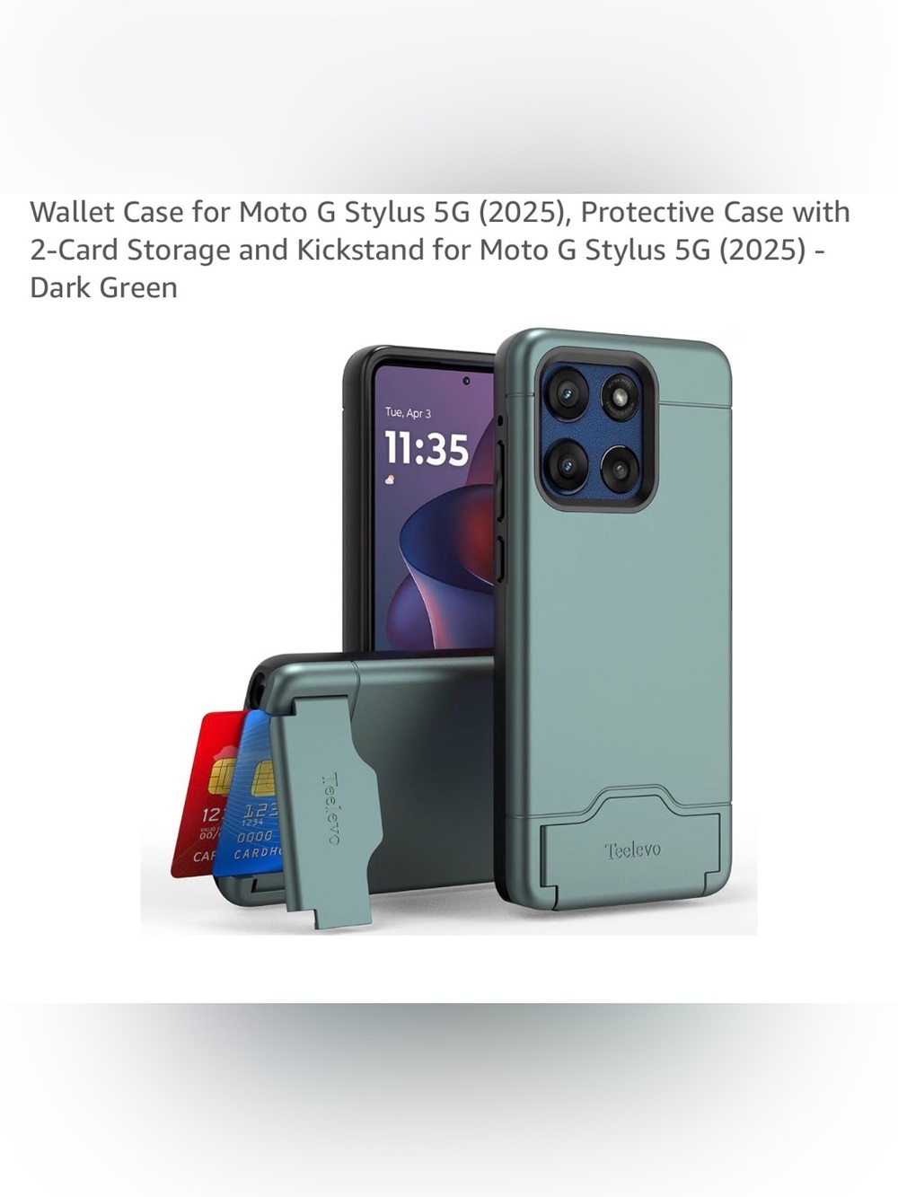 Protective Card Slot Case for Moto G Stylus 5G (2025) - Green NEW